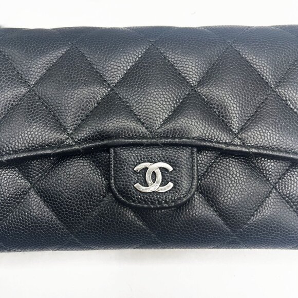 Authentic CHANEL CC Classic Caviar Flap Wallet on Chain Shoulder Crossbody Black - Picture 8 of 16